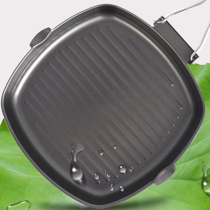Portable Cast Iron BBQ Pan Foldable Frying Pan With Wooden Handle For Outdoor Camping Size 20cm - Image 5