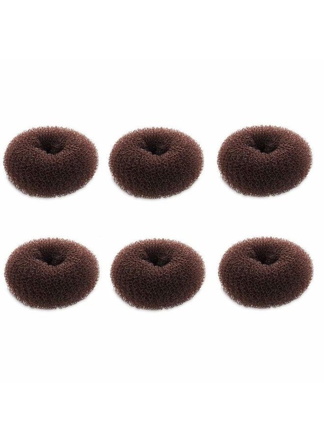SQULIGT Extra Small Bun Makers for Kids, 6 PCS Chignon Donut Sock Forms for Girls, Mini Doughnut Shapers for Short and Thin Hair (2 Inch, Dark Brown) - Image 1