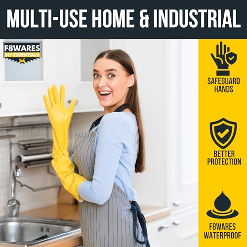 F8WARES 2PK 14 Inch Long Reusable Latex Hand Gloves - Rubber Gloves for Cleaning, Gardening, Dish Washing & Industrial Use - Image 4