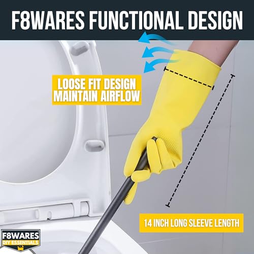 F8WARES 2PK 14 Inch Long Reusable Latex Hand Gloves - Rubber Gloves for Cleaning, Gardening, Dish Washing & Industrial Use - Image 3