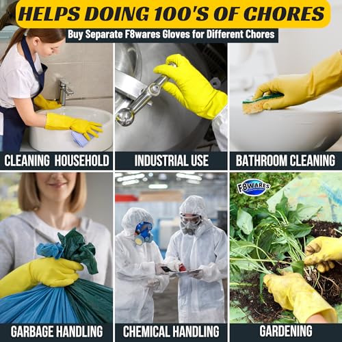 F8WARES 2PK 14 Inch Long Reusable Latex Hand Gloves - Rubber Gloves for Cleaning, Gardening, Dish Washing & Industrial Use - Image 5
