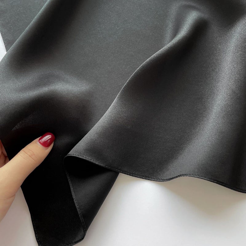 MEISEE Solid Color Mulberry Silk Scarf 20" Square Scarf Neck Scarf Hair Head Breathable Lightweight for Women Gift Packed (black) - Image 5