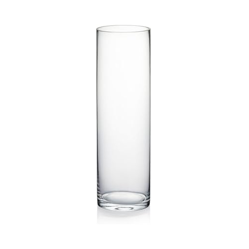 WGVI Quality Thick Weighted Clear Cylinder Glass Vases, 3" W x 10" H, Flower Bud Vase Skinny Narrow Floral Bouquet Container for Wedding Centerpieces Tabletop Pen Brush Holder, 1 Piece - Image 1