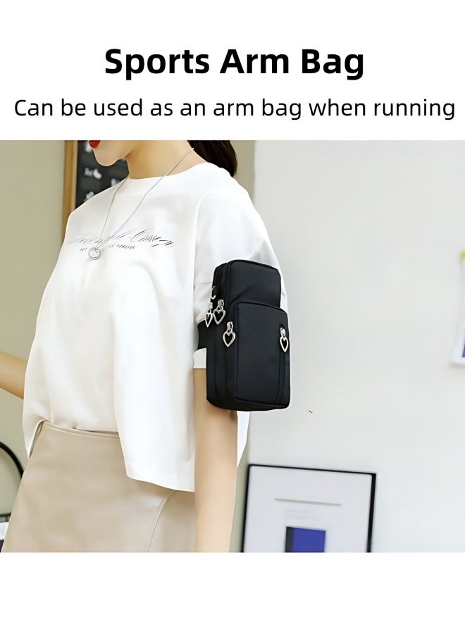 Women's Large Capacity Nylon Shoulder Bag, Ladies Halter Neck Mobile Phone Bag Arm Bag Crossbody Bag Sling Bag Side Bag, Lightweight Portable Coin Purse Carry Bag Sports Bag for Girls/College Students  - Image 3