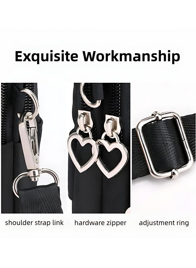 Women's Large Capacity Nylon Shoulder Bag, Ladies Halter Neck Mobile Phone Bag Arm Bag Crossbody Bag Sling Bag Side Bag, Lightweight Portable Coin Purse Carry Bag Sports Bag for Girls/College Students  - Image 5