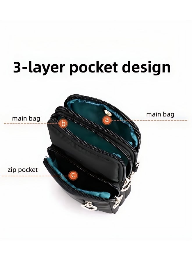 Women's Large Capacity Nylon Shoulder Bag, Ladies Halter Neck Mobile Phone Bag Arm Bag Crossbody Bag Sling Bag Side Bag, Lightweight Portable Coin Purse Carry Bag Sports Bag for Girls/College Students  - Image 4