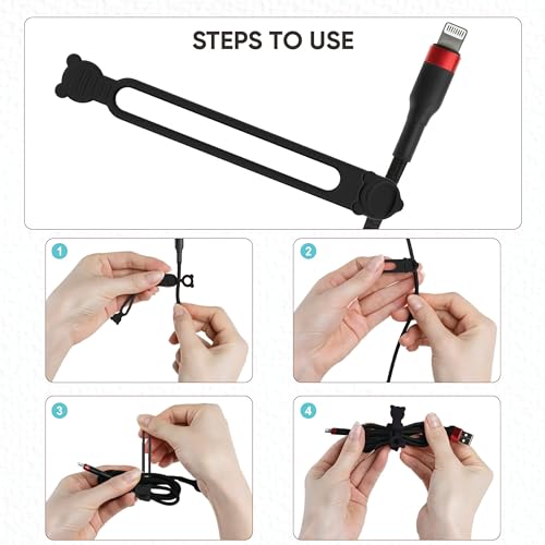 365Home 50-Pack Silicone Cable Ties Reusable, Rubber Cable Ties Cord Organizer Electronic Accessories in Home,Office,Kitchen,School,Travel - Image 4