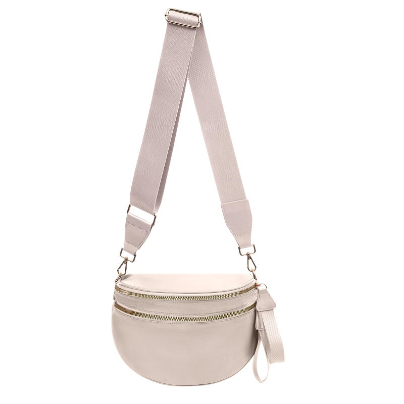 kuifang Nylon Crossbody Bags Bum Bag for Women Large Sling Bag Purse with Adjustable Strapï¼ˆBeigeï¼‰ - Image 1