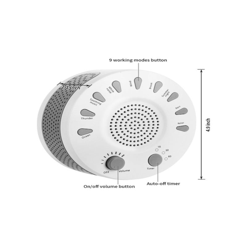 Sleep Aid Sound Machine - 27 Soothing White Noise Options 3.5-Inch Headphone Jack Auto-Timer 15, 30, 60-Minute Settings Dual Power Supply for Adults Kids Bedtime Relaxation Home Travel Use - Image 2