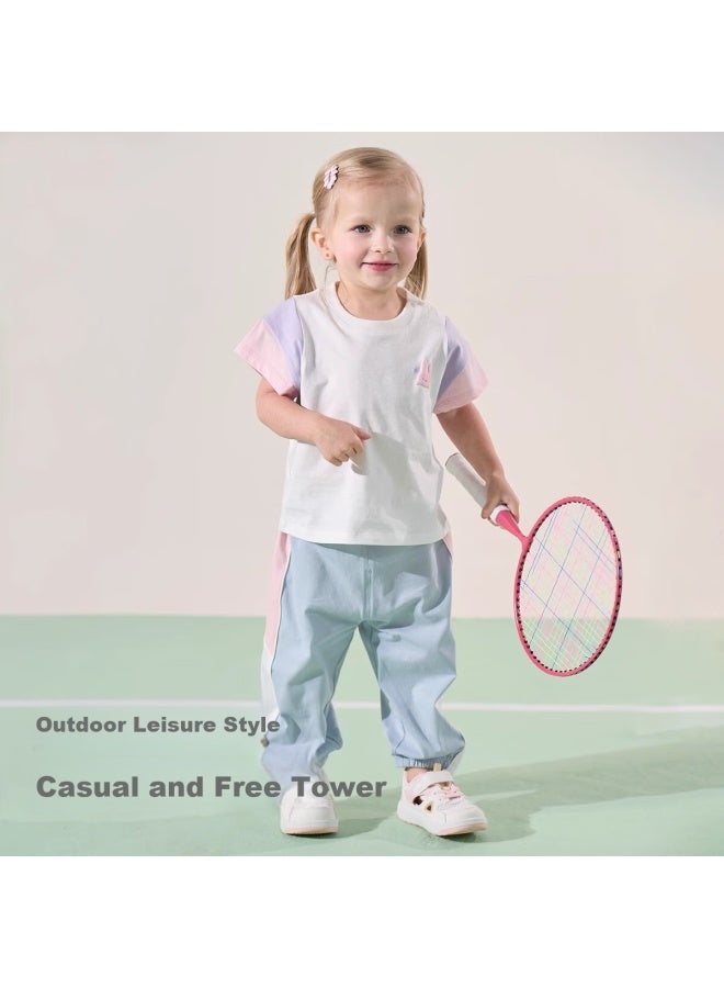 Dave & Bella Girls' Cotton Jogger Pants Baby Summer Casual Sportswear Children's Fashion Jogging Bottoms - Image 3