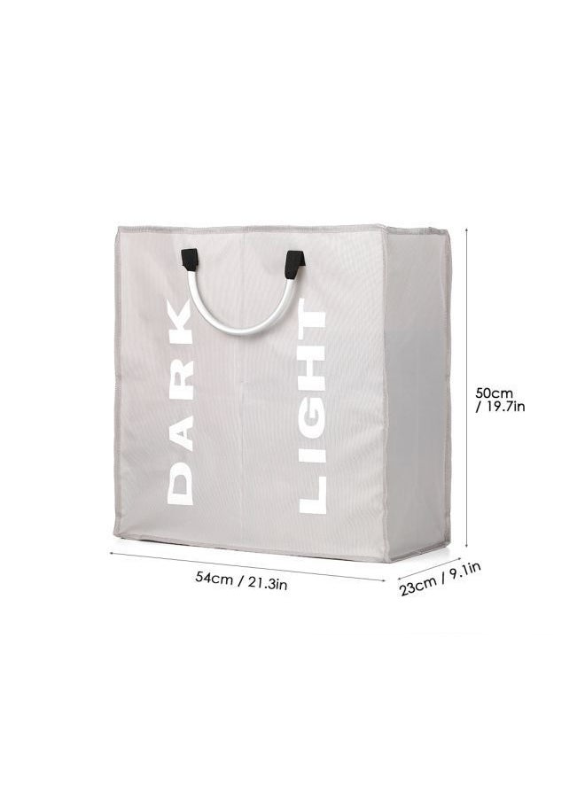 NIBEMINENT 2-Section Foldable Laundry Bag Light Grey/Silver  - Image 4