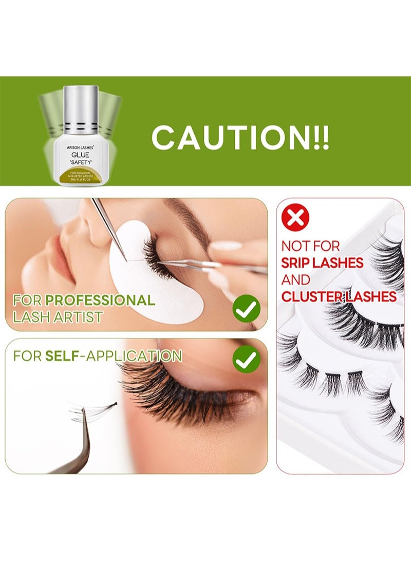 أريسون لاشز DIY Cluster Lash Glue رمش تمديد لاصق 3-5 ثواني وقت التجفيف 6 أسابيع الاحتفاظ الأسود كاذبة رمش سلامة الغراء المهنية والفردية لاش الغراء - لا دخان، لا تهيج  - Image 4