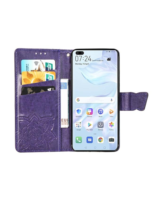 Zaboon Case For Huawei P40 Butterfly Love Flower Embossed Horizontal Flip Leather Case with Bracket / Card Slot / Wallet / Lanyard - Image 3