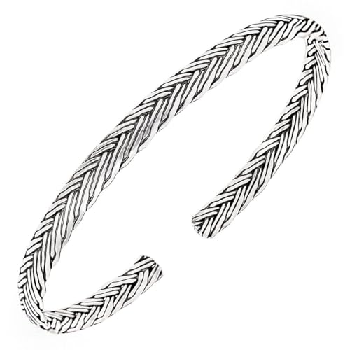 ZAVYA 925 Sterling Silver Minimal Modern Rhodium Plating Cuff Bracelet | Gift for Men and Boys | With Certificate of Authenticity and 925 Hallmark - Image 1