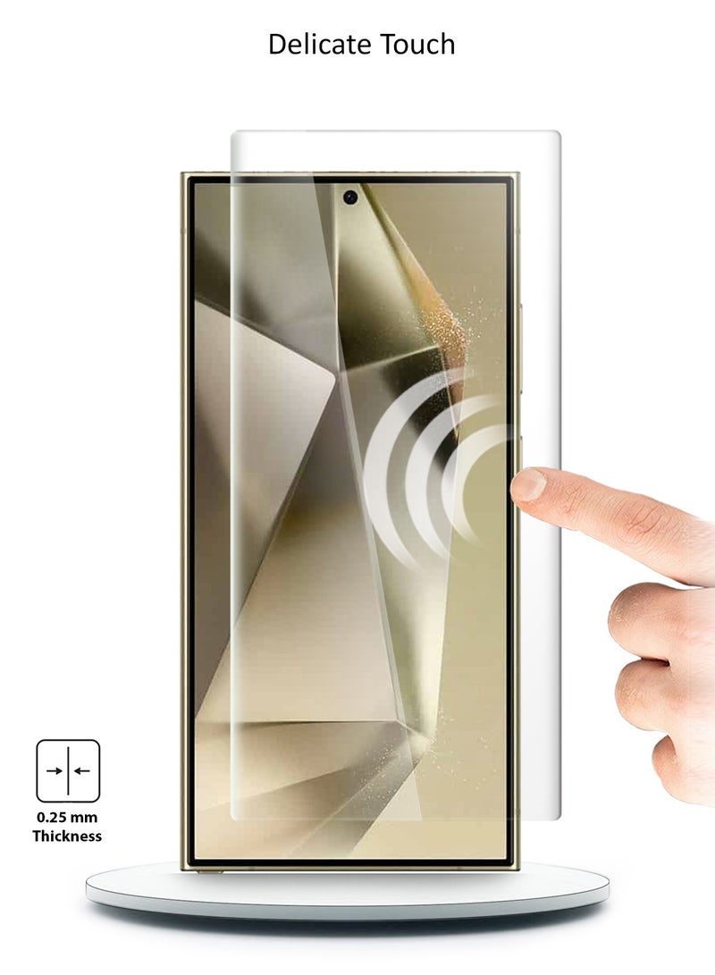 Wtech Samsung Galaxy S24 Ultra 5G 2024 Premium Curved Edges UV Full Glue Full Cover Tempered Glass Screen Protector (MSGUCN) - Clear - Image 4
