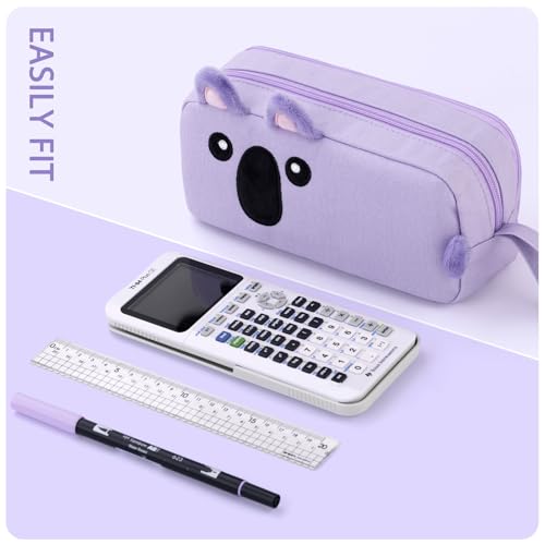 CICIMELON Cartoon Pencil Case, Large Capacity Pen Pouch with Embroidered Animal Design, School Supplies Bag for Kids, Teens, Students (Purple Koala) - Image 5