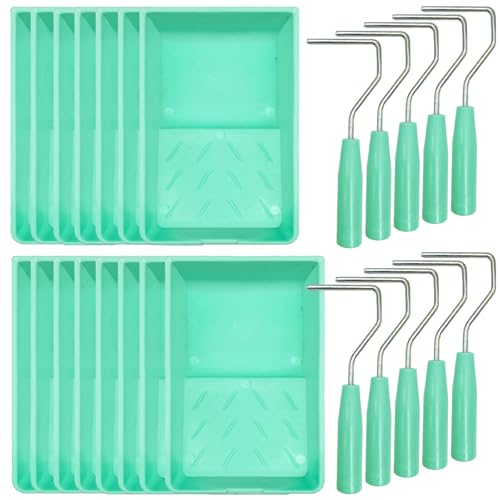 Hubaow 4 Inch Paint Tray 25 Pack Plastic Paint Tray Kit Heavy Duty Paint Roller Tray with Roller Frame Sturdy Home Painting Supplies Tools for Paint Rollers Roller Brushes - Image 1