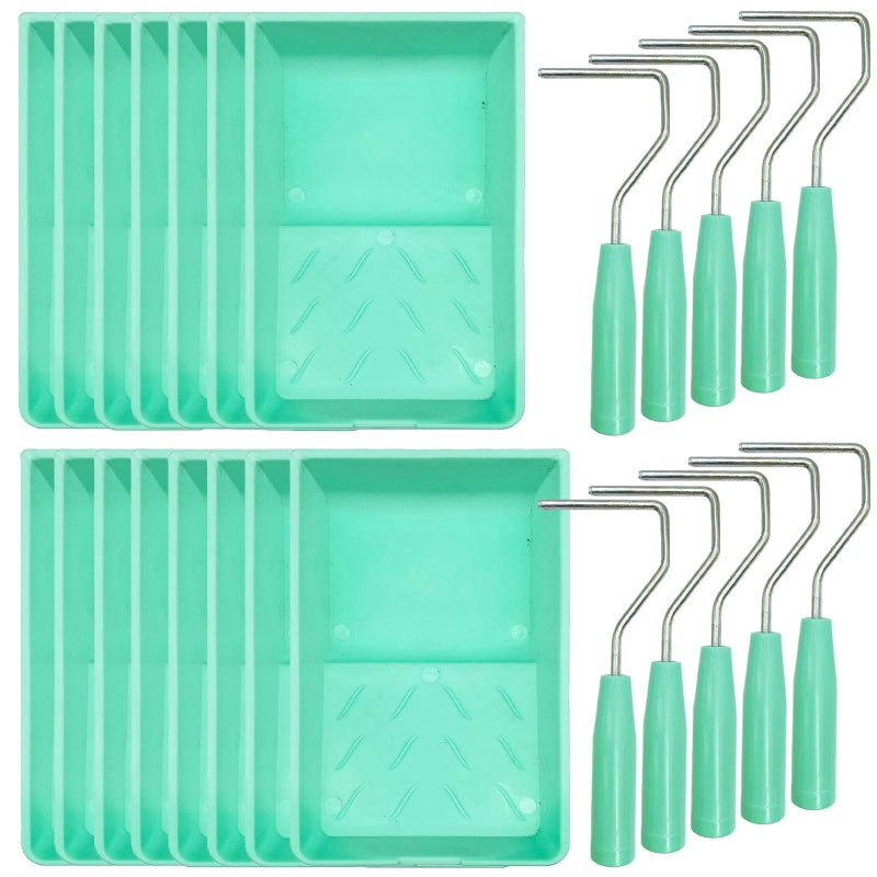 Hubaow 4 Inch Paint Tray 25 Pack Plastic Paint Tray Kit Heavy Duty Paint Roller Tray with Roller Frame Sturdy Home Painting Supplies Tools for Paint Rollers Roller Brushes - Image 2