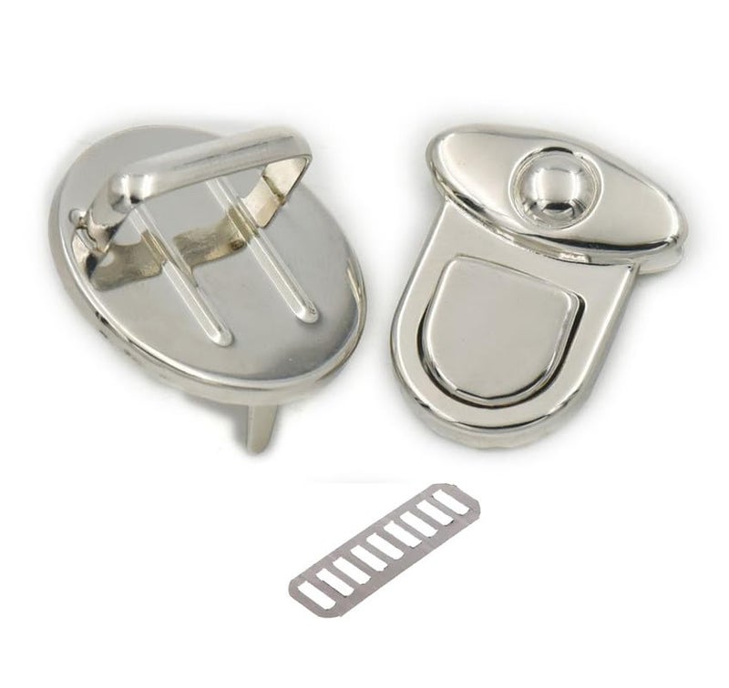 Nimida ® Purse Push Lock Set of 2 | Tuck Lock/Thumb Lock/Clasp/Closure for DIY Purses/Bags/Travel Bags/Handbags | Silver - Image 2