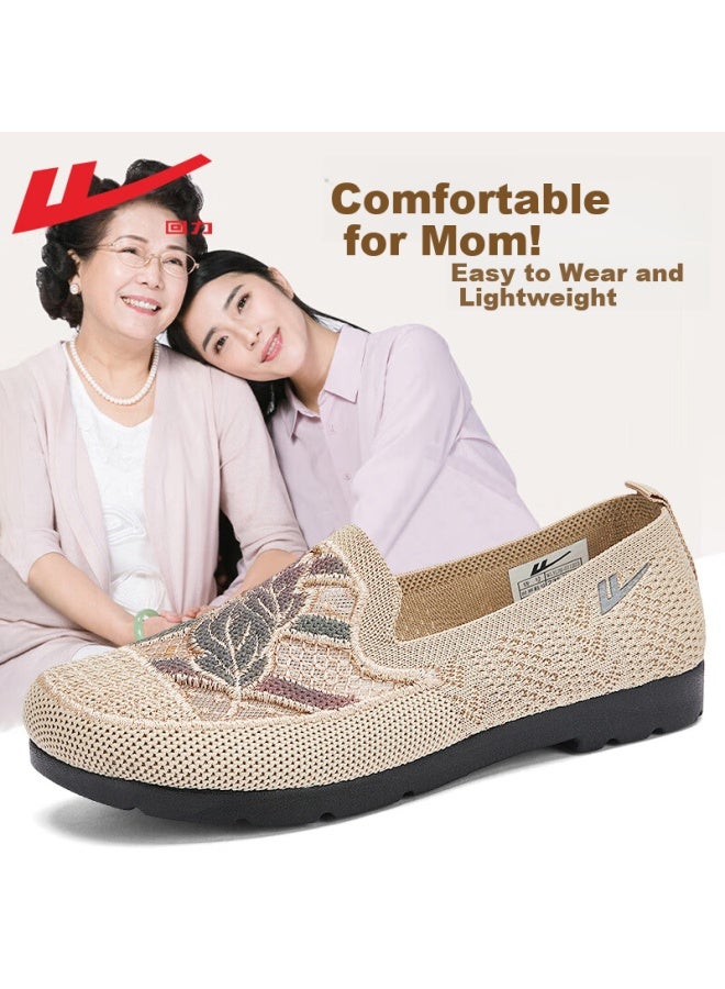 Warrior Official Summer Women'S Breathable Casual Soft-Soled Old Beijing Cloth Shoes For Elderly Women Beige Size 39 - Image 3