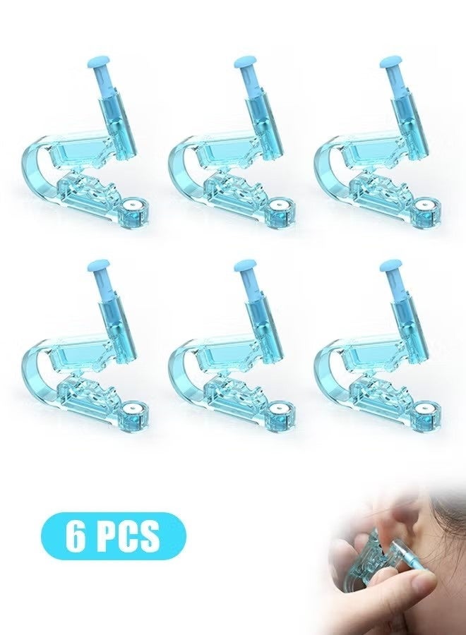 SUFADA 6 Pcs Ear Piercing Gun Kits Diamond Stud Earrings, Disposable No Pain Safety Ear Piercing Gun (Blue) - Image 1