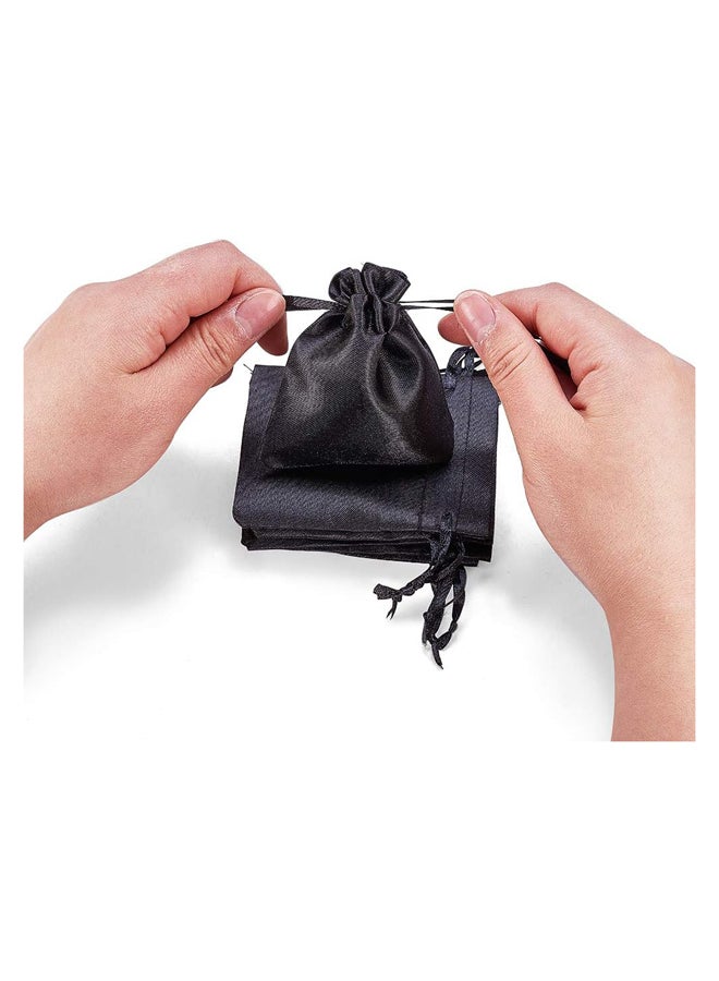 50pcs Luxury Black Satin Favor Bag 9 x 7cm Drawstring Bags, Wedding Favor Bags Bachelorette Party Favors Candy Jewelry Bags, BH Pandahall, Satin Fabric - Image 3