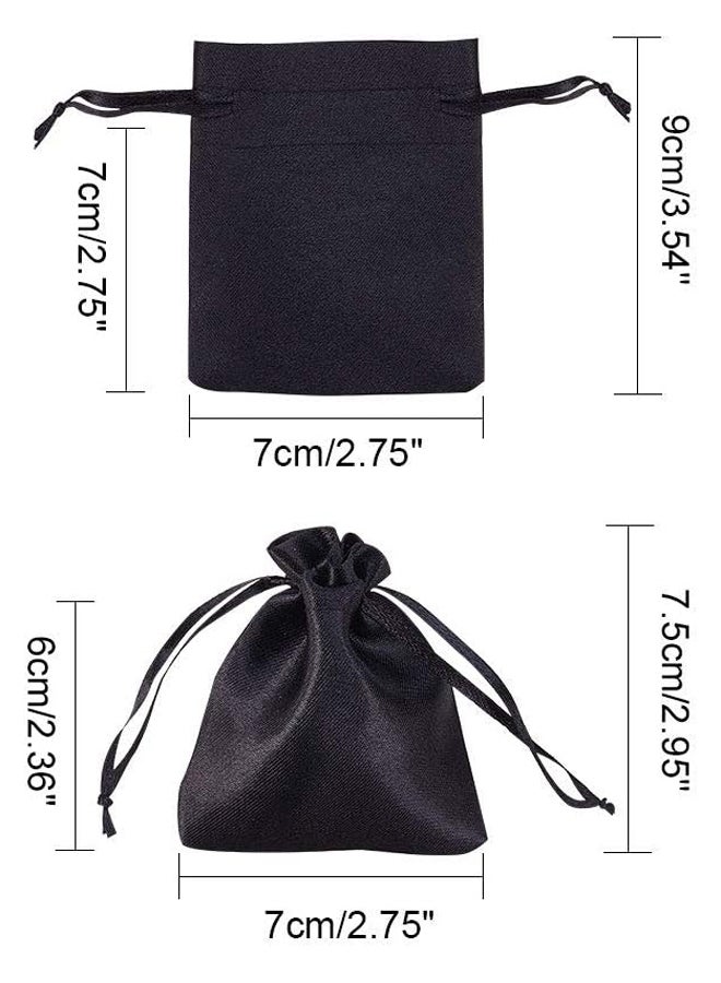 50pcs Luxury Black Satin Favor Bag 9 x 7cm Drawstring Bags, Wedding Favor Bags Bachelorette Party Favors Candy Jewelry Bags, BH Pandahall, Satin Fabric - Image 2