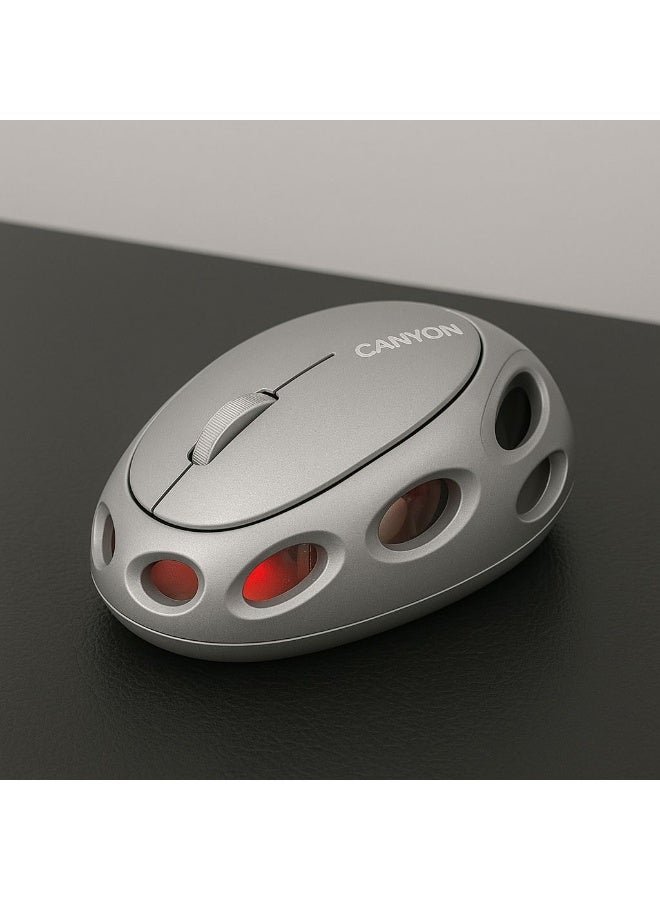 CANYON Premium Wireless Bluetooth Mouse, Bluetooth 5.1 + 2.4GHz USB Wireless Receiver, Type-C Rechargeable Silent Bluetooth Wireless Mouse for PC, Laptop, Tablet, Mobile Phone, 3 Presets Adjustable DPI (Silver) - Image 3