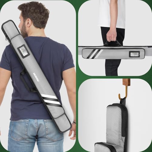 PEKREWS Pool Cue Case, Soft Pool Stick Case 1x1 Holds 1 Butt and 1 Shaft with Queue Zipper Pocket, Sturdy Polyester Billiard Cue Bag with Shoulder Strap Handle, Billiard Stick Bag for Men and Women - Image 4