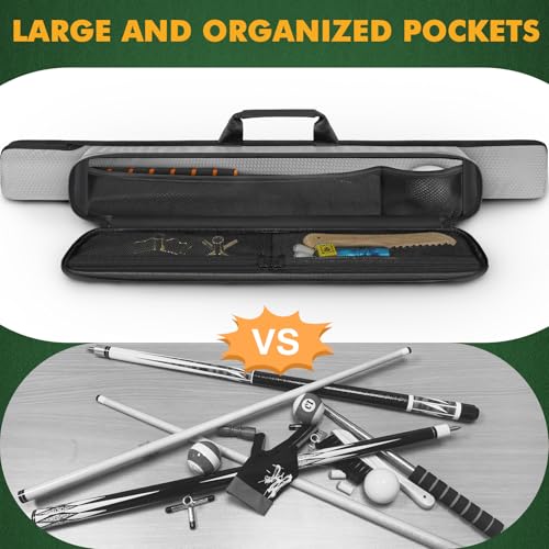 PEKREWS Pool Cue Case, Soft Pool Stick Case 1x1 Holds 1 Butt and 1 Shaft with Queue Zipper Pocket, Sturdy Polyester Billiard Cue Bag with Shoulder Strap Handle, Billiard Stick Bag for Men and Women - Image 5