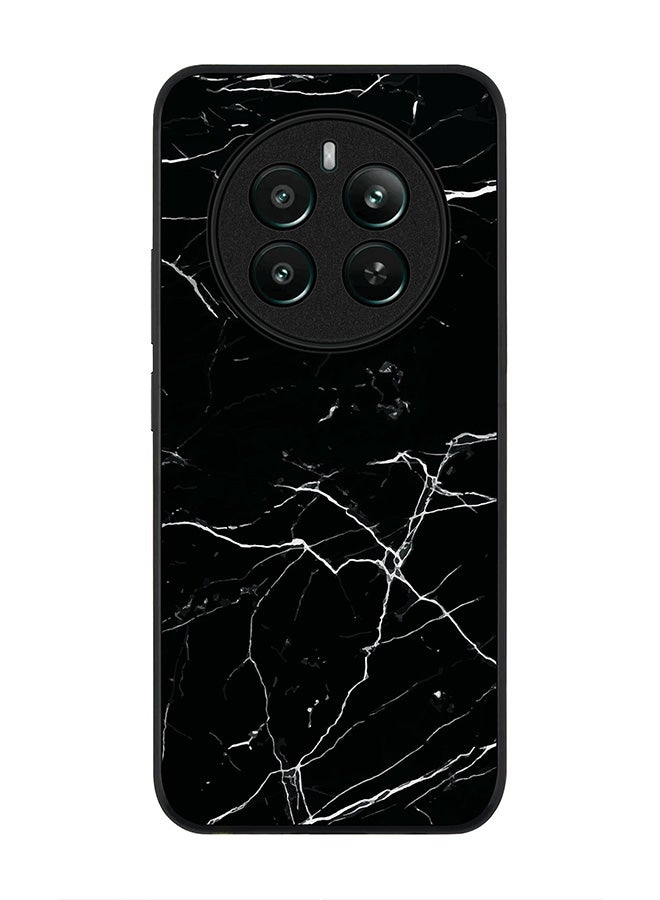 Stylizedd Rugged Black edge case for Realme 12 Plus 5G / Realme 12 4G, Slim fit Soft Case Flexible Anti Drop TPU Gel Thin Cover -  Marble Print Black - Image 1