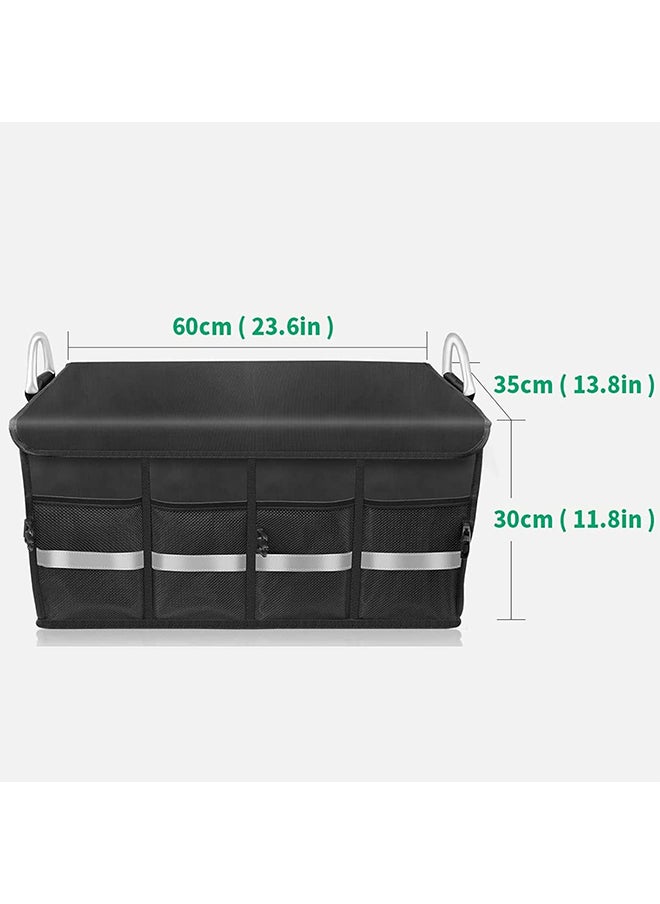 Hihonor - Car Trunk Organizer,Foldable Multi-compartment Storage,Non-slip Bottom,Adjustable Fixing Strap,Foldable Lid,Suitable for Organizing Tools/Snacks/Files - Image 1
