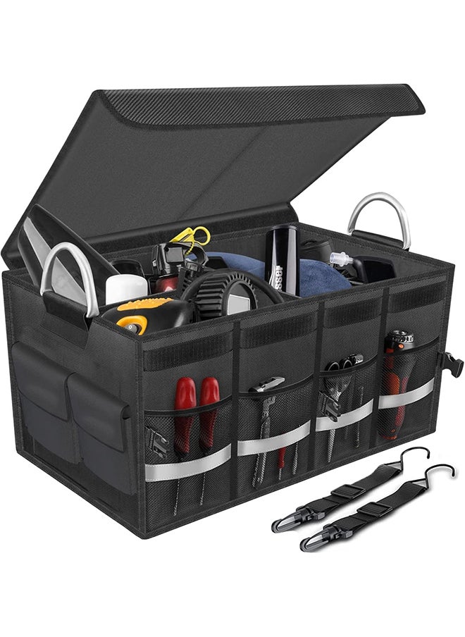 Hihonor - Car Trunk Organizer,Foldable Multi-compartment Storage,Non-slip Bottom,Adjustable Fixing Strap,Foldable Lid,Suitable for Organizing Tools/Snacks/Files - Image 1
