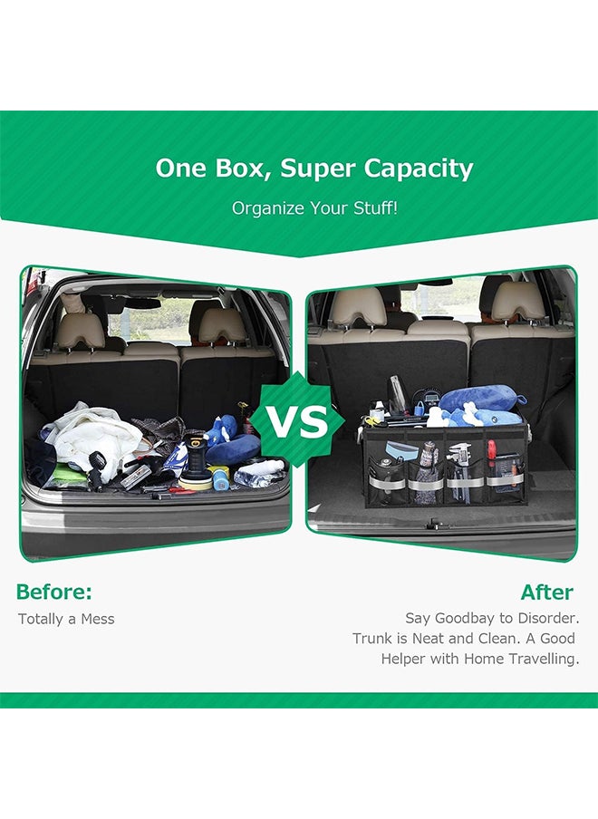 Hihonor - Car Trunk Organizer,Foldable Multi-compartment Storage,Non-slip Bottom,Adjustable Fixing Strap,Foldable Lid,Suitable for Organizing Tools/Snacks/Files - Image 1