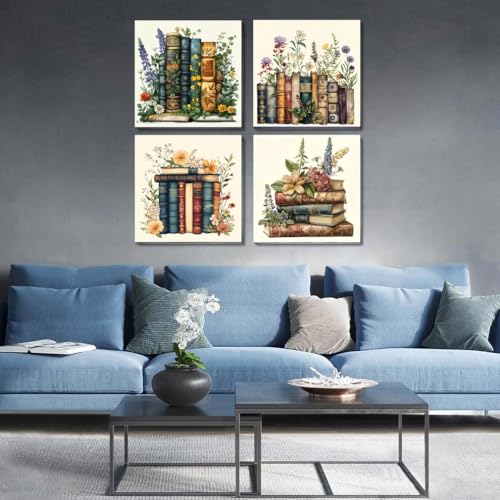 Fotasmua 4 Pack Framed Paint by Numbers for Adult Book Paint by Numbers Kit for Adults Kids DIY Flowers Acrylic Painting on Canvas for Home Wall Art Decor 8 x 8 Inch - Image 3