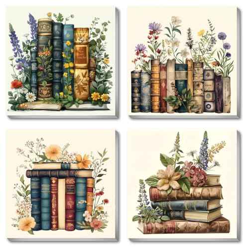 Fotasmua 4 Pack Framed Paint by Numbers for Adult Book Paint by Numbers Kit for Adults Kids DIY Flowers Acrylic Painting on Canvas for Home Wall Art Decor 8 x 8 Inch - Image 1