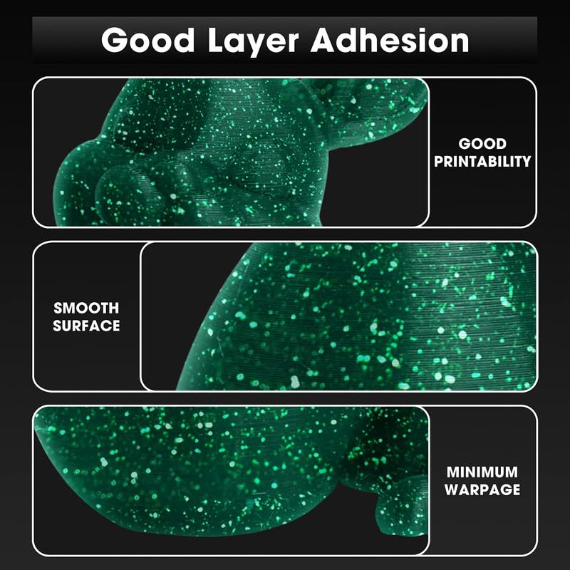 3idea e-Sun eStars PLA Luminous 3D Printer Filament, 1.75mm 1KG Spool Upgrade Strong Glow in The Dark Shiny PLA for 3D Printers, Luminous Shiny Galaxy Black - Image 5