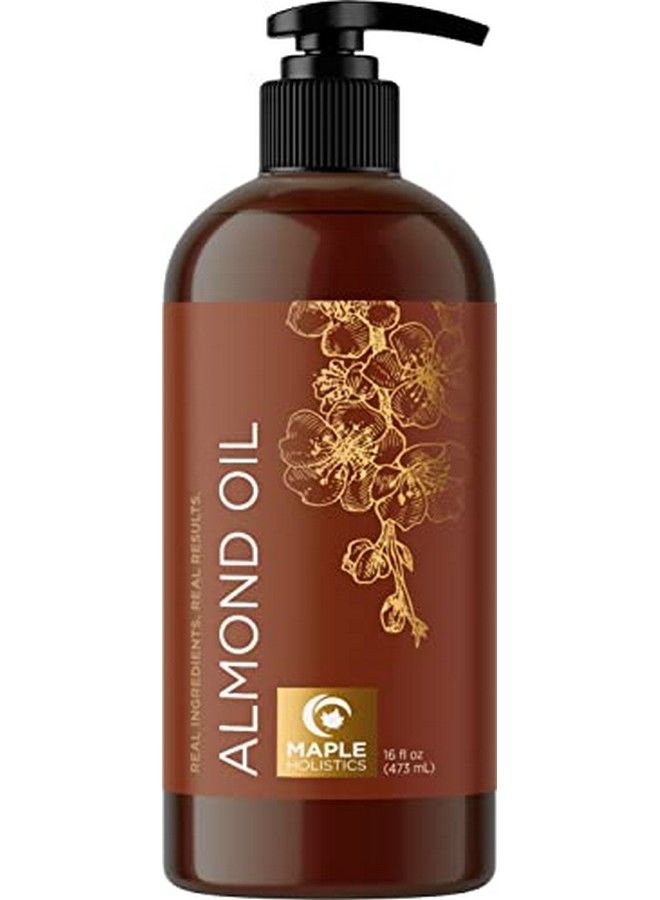 Maple Holistics Cold Pressed Sweet Almond Oil Pure Sweet Almond Oil For Skin Care And Moisturizing Body Oil For Men And Women Carrier Oil For Essential Oils Mixing For Hair Skin And Nails Diy Beauty Products 16Oz - Image 1