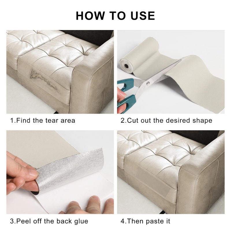 YAFLC Leather Repair Patch for Furniture, 4" x 63" Self Adhesive Leather Repair Kit Vinyl Repair Tape for Car Seat Sofa Jackets Couches Chair Apricot - Image 5