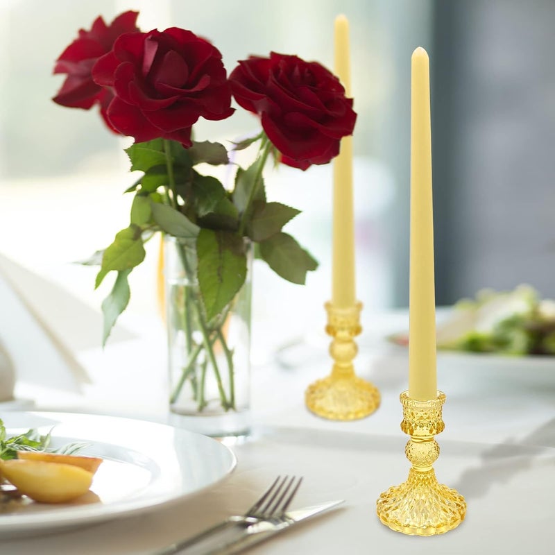 SHOWIN Wide daily application Glass Candlestick Holders Set of 6, Yellow Crystal Taper Candle Holders for Table Centerpiece, Home Decorations, Valentine Day, Wedding, Party Easy transit optimized build - Image 5