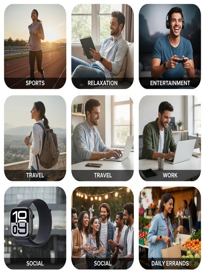 Neyecam Breathable Nylon Loop Sport Band for Apple Watch 42mm/44mm/45mm/46mm/49mm – Adjustable Lightweight Strap Compatible with iWatch Ultra 2, SE, Series 10/9/8/7, Sweatproof Replacement Band for Men & Women - Image 5