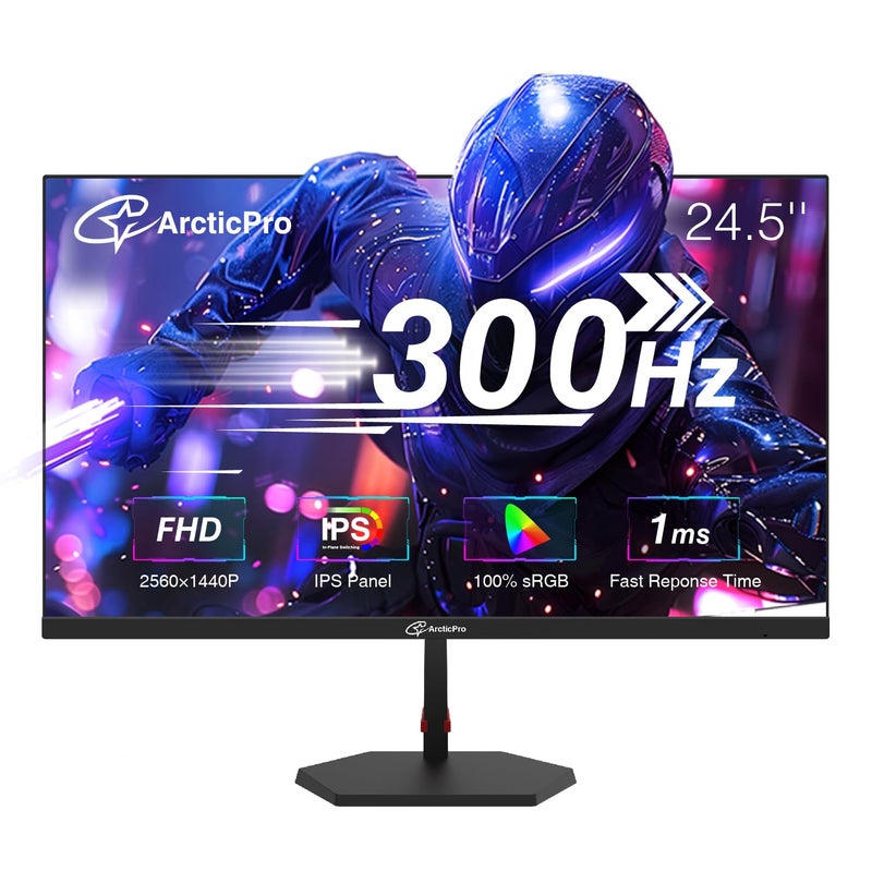 ArcticPro 24.5 inch 300Hz 240Hz Gaming Monitor, FHD 1080p, 1ms, PC Monitor Gaming, IPS, Adaptive sync, PC Monitor, NTSC 85%, sRGB 120%, Ultra Slim, DP x2, HDMI x2, VESA, with DP Cable up to 300Hz - Image 1
