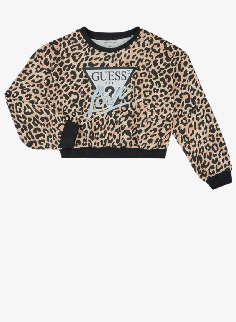 GUESS Youth Graphic Oversize Crop Crew Neck Sweatshirt - Image 5