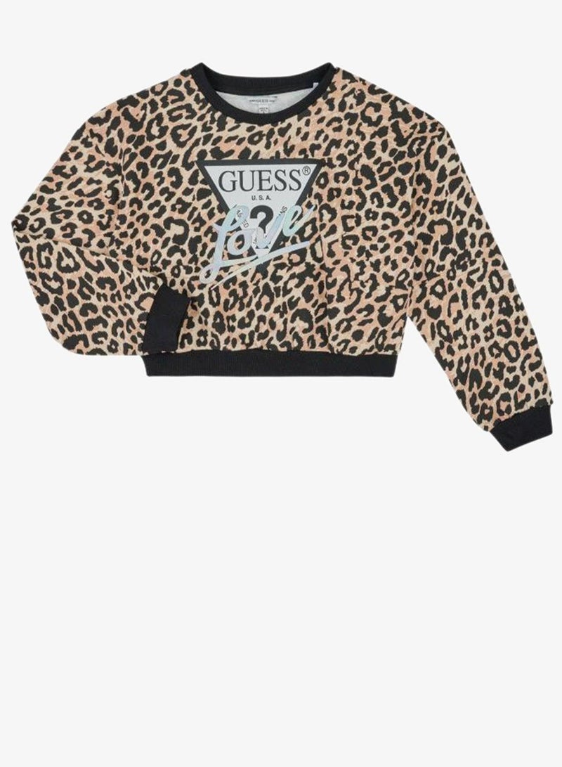 GUESS Youth Graphic Oversize Crop Crew Neck Sweatshirt - Image 2