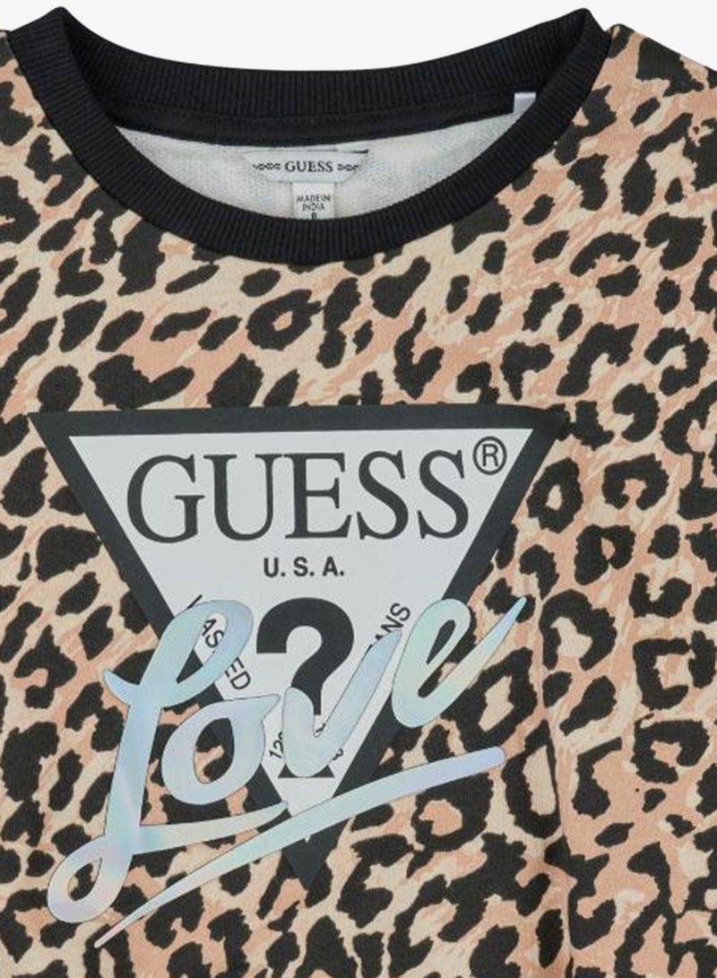 GUESS Youth Graphic Oversize Crop Crew Neck Sweatshirt - Image 4