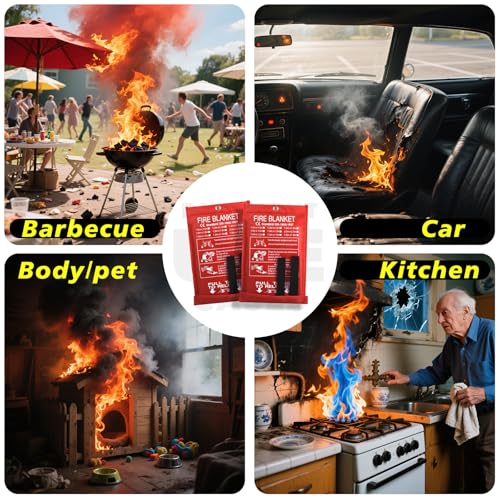 Smilco Emergency Fire Blanket for Home & Kitchen - 40x40 Flame-Retardant Fiberglass Fire Suppression Blankets, 4-Pack for Bedroom, Camping, BBQ & Emergency Safety (White) - Image 5