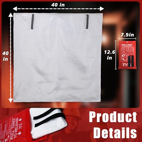 Smilco Emergency Fire Blanket for Home & Kitchen - 40x40 Flame-Retardant Fiberglass Fire Suppression Blankets, 4-Pack for Bedroom, Camping, BBQ & Emergency Safety (White) - Image 4