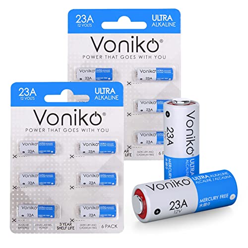 Voniko Alkaline Battery 23A - Ultra 23A Batteries (12-Pack) - Long Lasting 12 Volt A23 Battery for Doorbells and Power Remote - Image 1