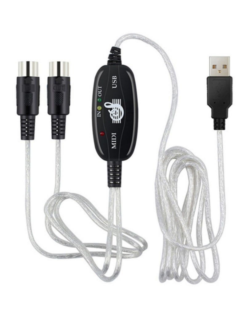 USB MIDI Cable Converter for Keyboard to PC Audio MIDI IN OUT Interface Cable Connect Music Keyboard to Computer with USB MIDI Cord  - Image 1