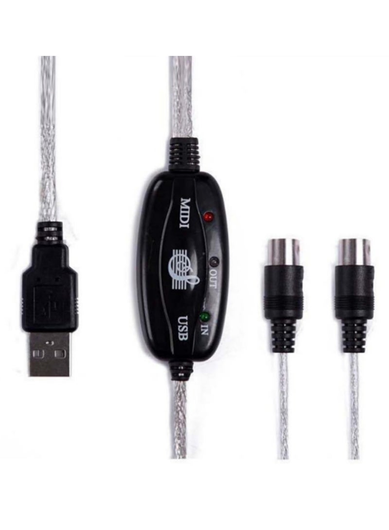 USB MIDI Cable Converter for Keyboard to PC Audio MIDI IN OUT Interface Cable Connect Music Keyboard to Computer with USB MIDI Cord  - Image 2